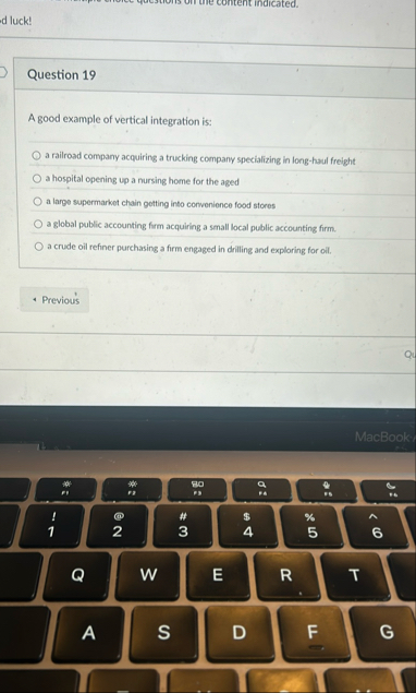 Question 1 9 A good example of vertical