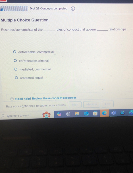 0 of 2 3 Concepts completed ( i ) Multiple Cholce