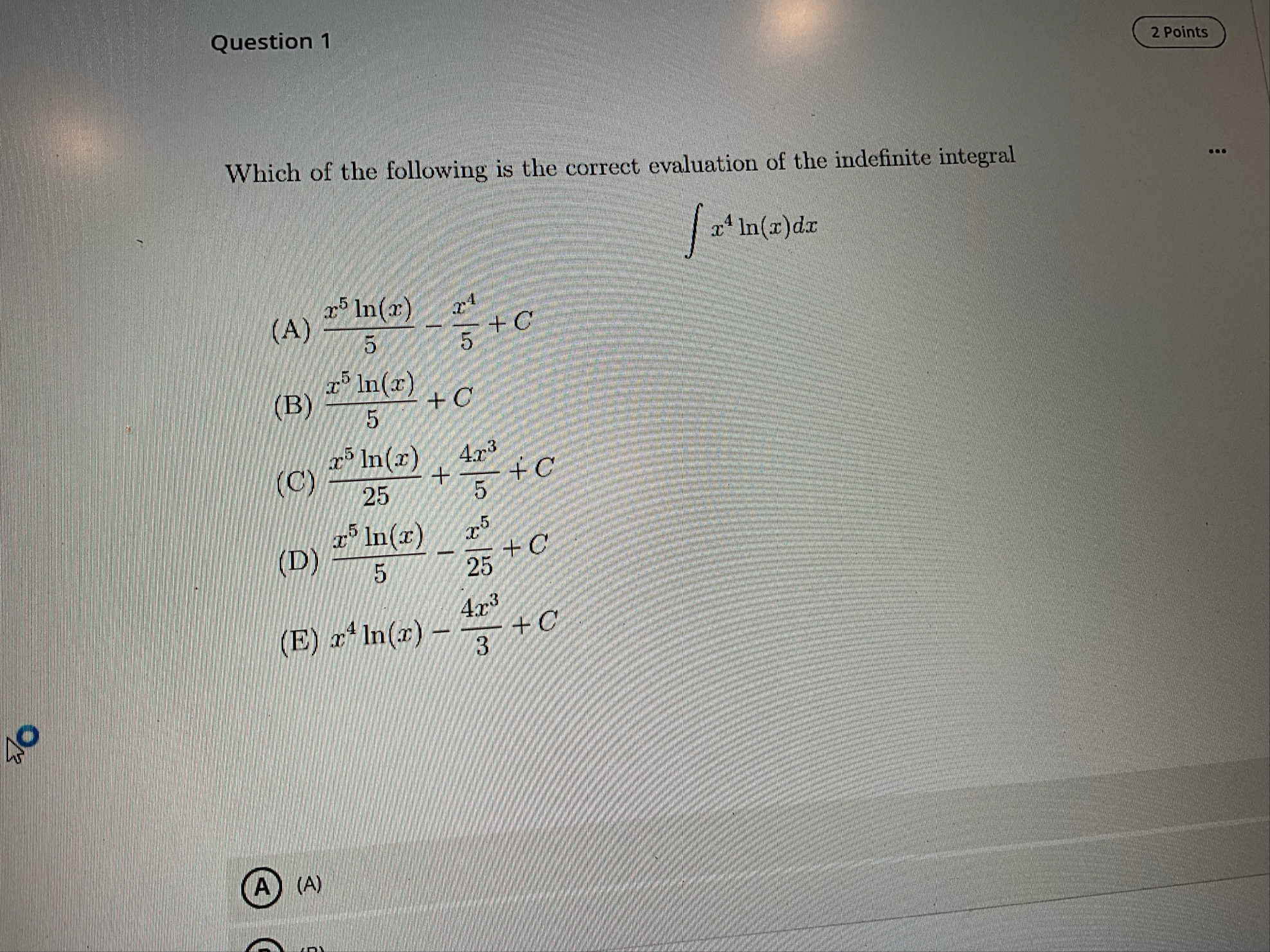 Question 1 2 Points Which of the following is the