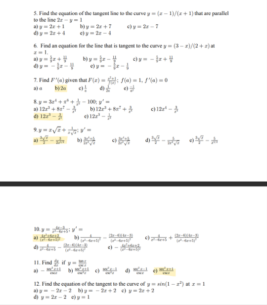 Find the equation of the tangent line to the