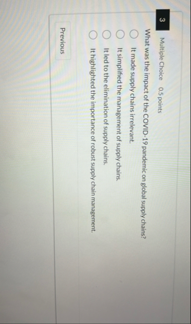 3 Multiple Choice 0 . 5 points What was the