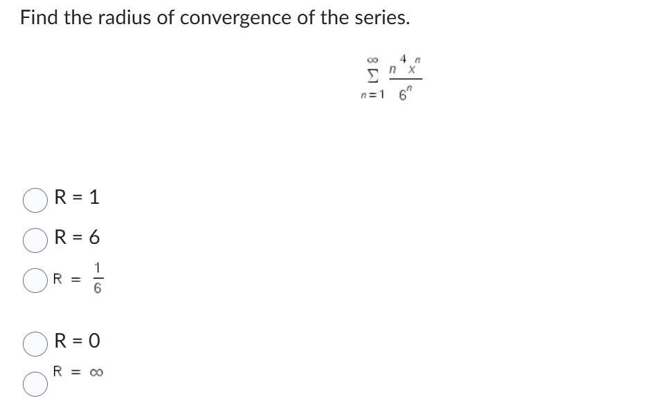 Find the radius o f convergence o f the series. n