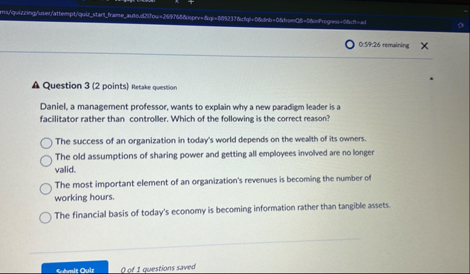 0 : 5 9 : 2 6 remaining Question 3 ( 2 points )