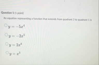 Question 1 ( 1 point ) An equation representing a