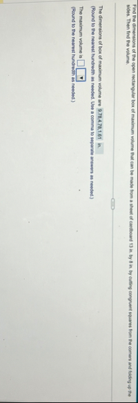 Find the dimensions of the open rectangular box