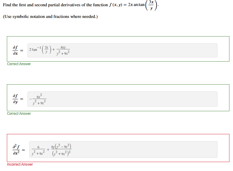 Find the first and second partial derivatives o f