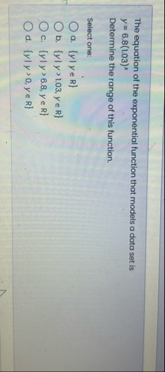 The equation of the exponential function that