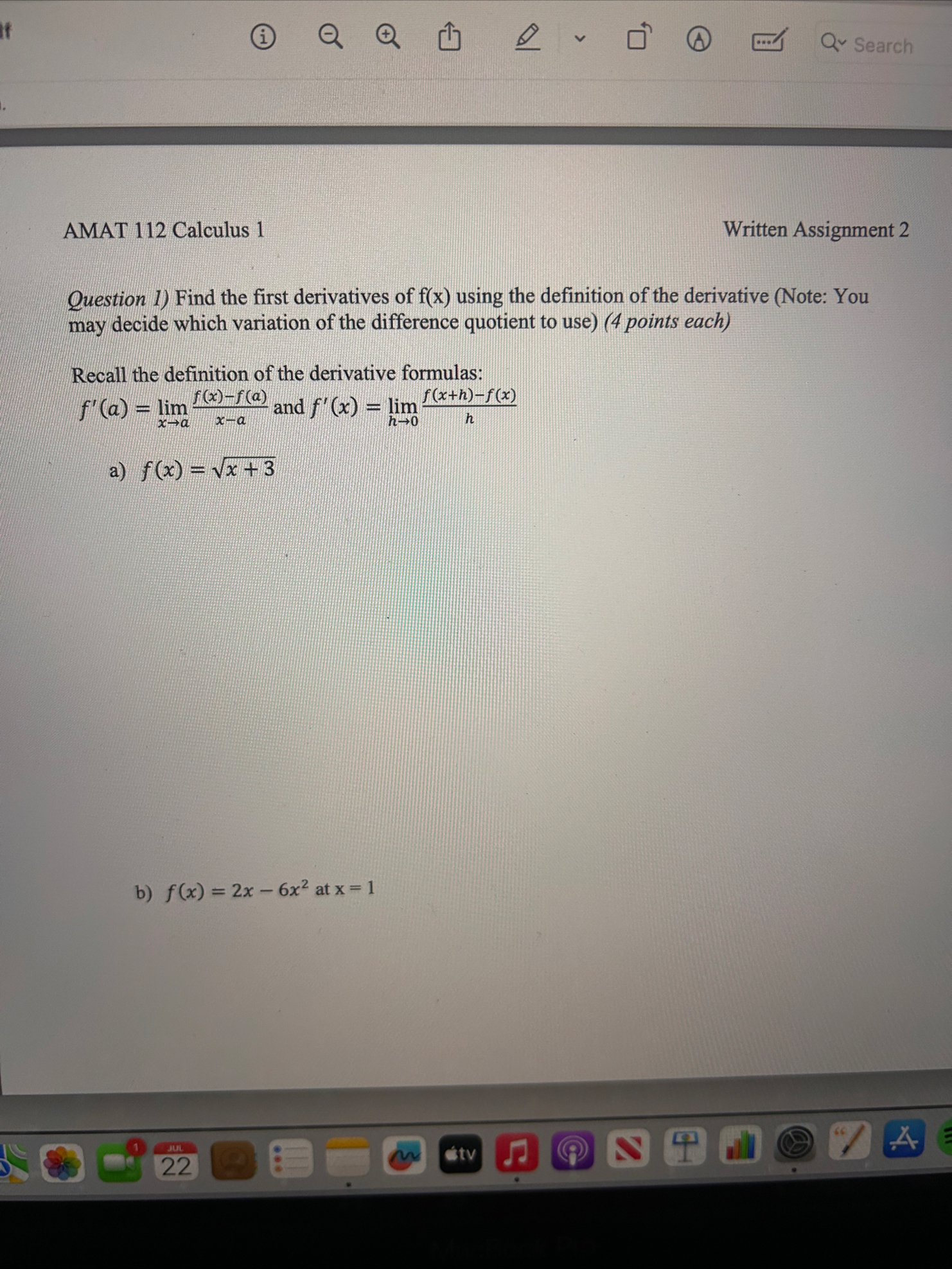 AMAT 1 1 2 Calculus 1 Written Assignment 2