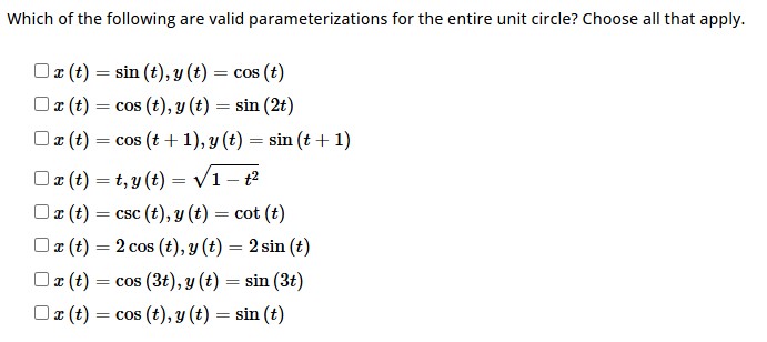Which o f the following are valid