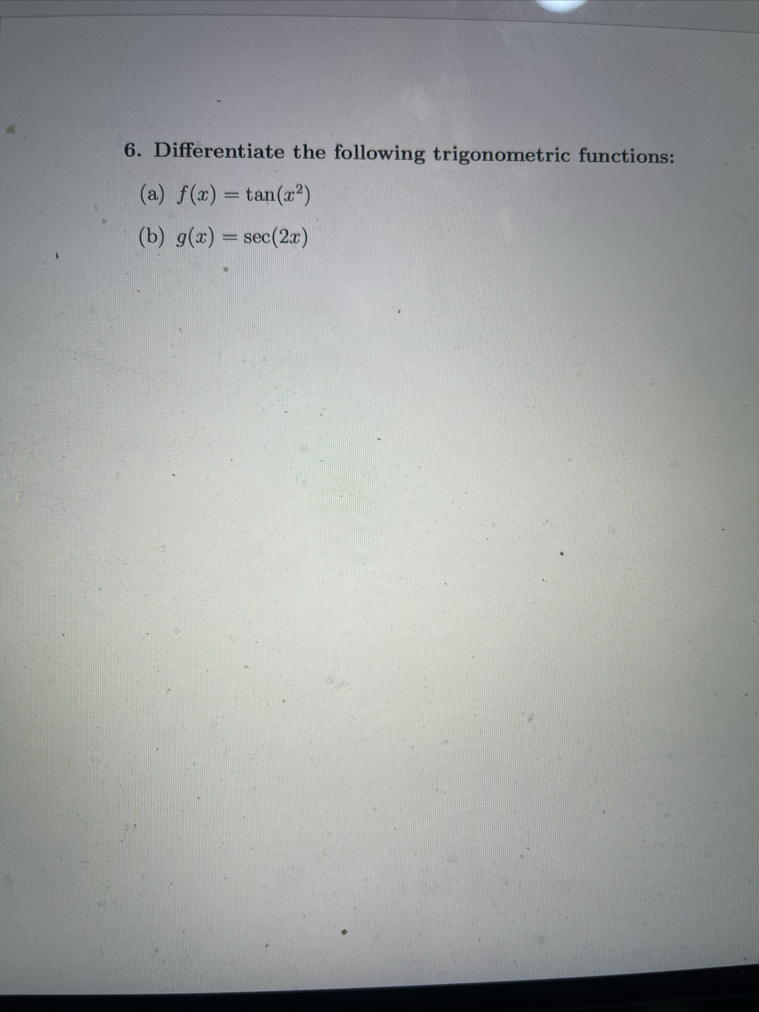 Differentiate the following trigonometric