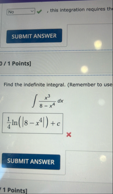 this integration requires the 0 1 Points ] Find