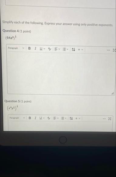 Simplify each of the following. Express your