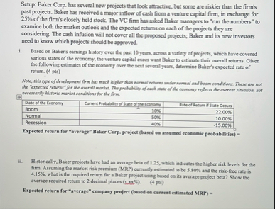 Setup: Baker Coep. has several new projects that