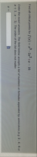 Find all critical points for f ( x ) = x 3 - 2 x