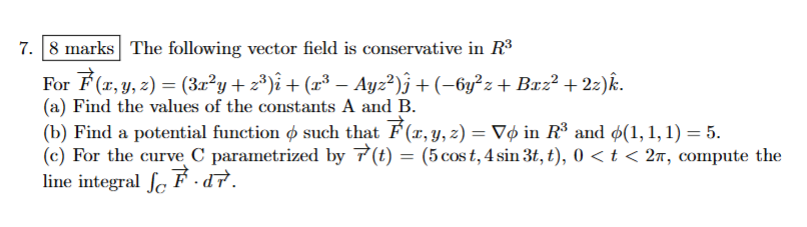 8 marks The following vector field i s