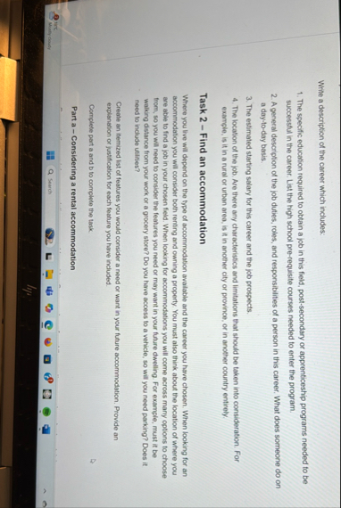 Write a description of the career which includes: