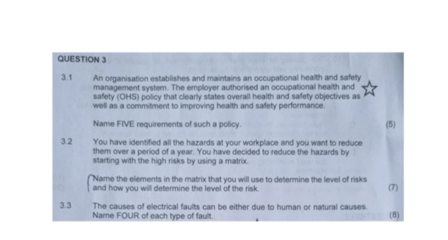 QUESTION 3 3 . 1 An organisation establishes and