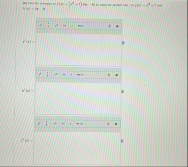 ( B ) Find the deviative of f ( x ) - ( x 2 7 ) (