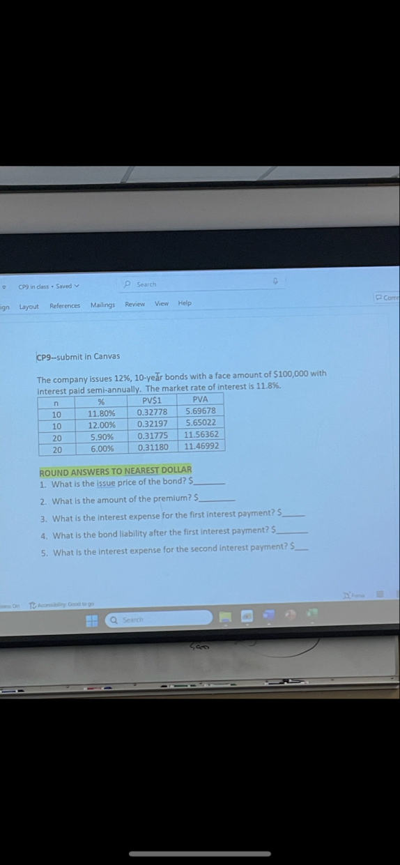 CP 9 - submit in Canvas The company issues 1 2 %