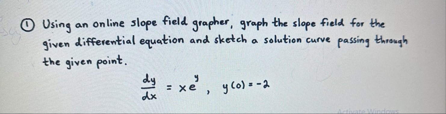 ( 1 ) Using an online slope field grapher, graph
