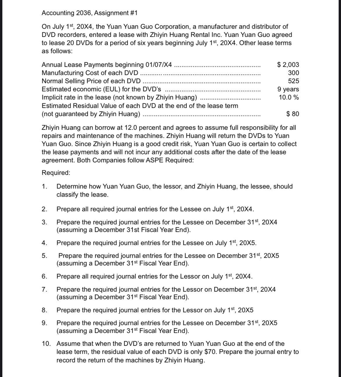 Accounting 2 0 3 6 , Assignment # 1 O n July 1 s