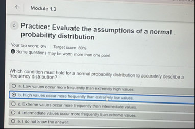 Module 1 . 3 5 Practice: Evaluate the assumptions