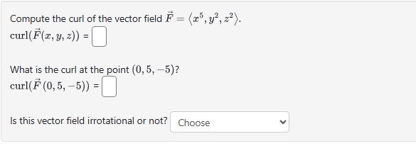 Compute the curl o f the vector field vec ( F ) =