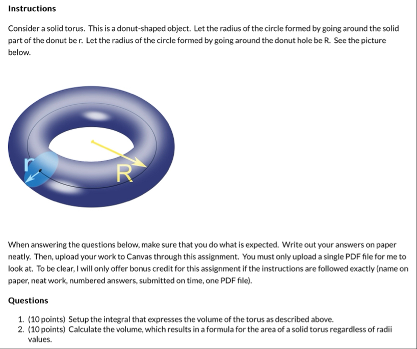 Instructions Consider a solid torus. This is a