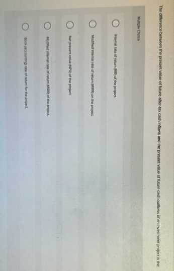 The difference between the present value of