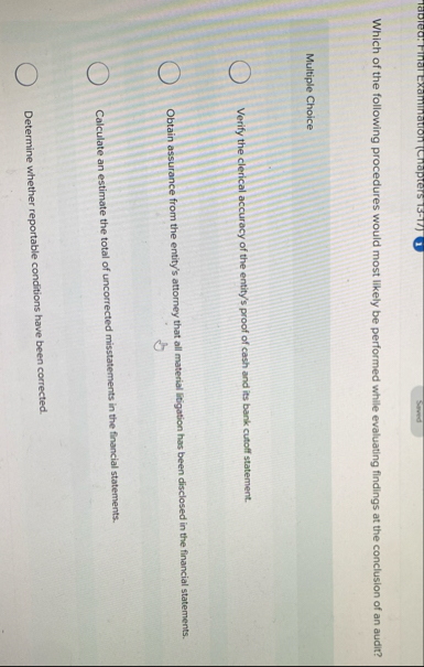 Tablea: Final Examination ( Cnapters 1 3 - 1 7 )