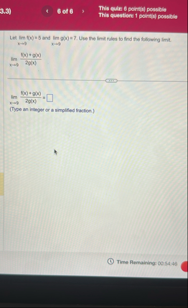 3 . 3 ) 6 of 6 This quizz 6 point ( s ) possible