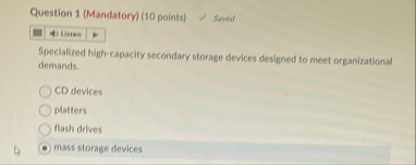 Question 1 ( Mandatory ) ( 1 0 points ) Soreed