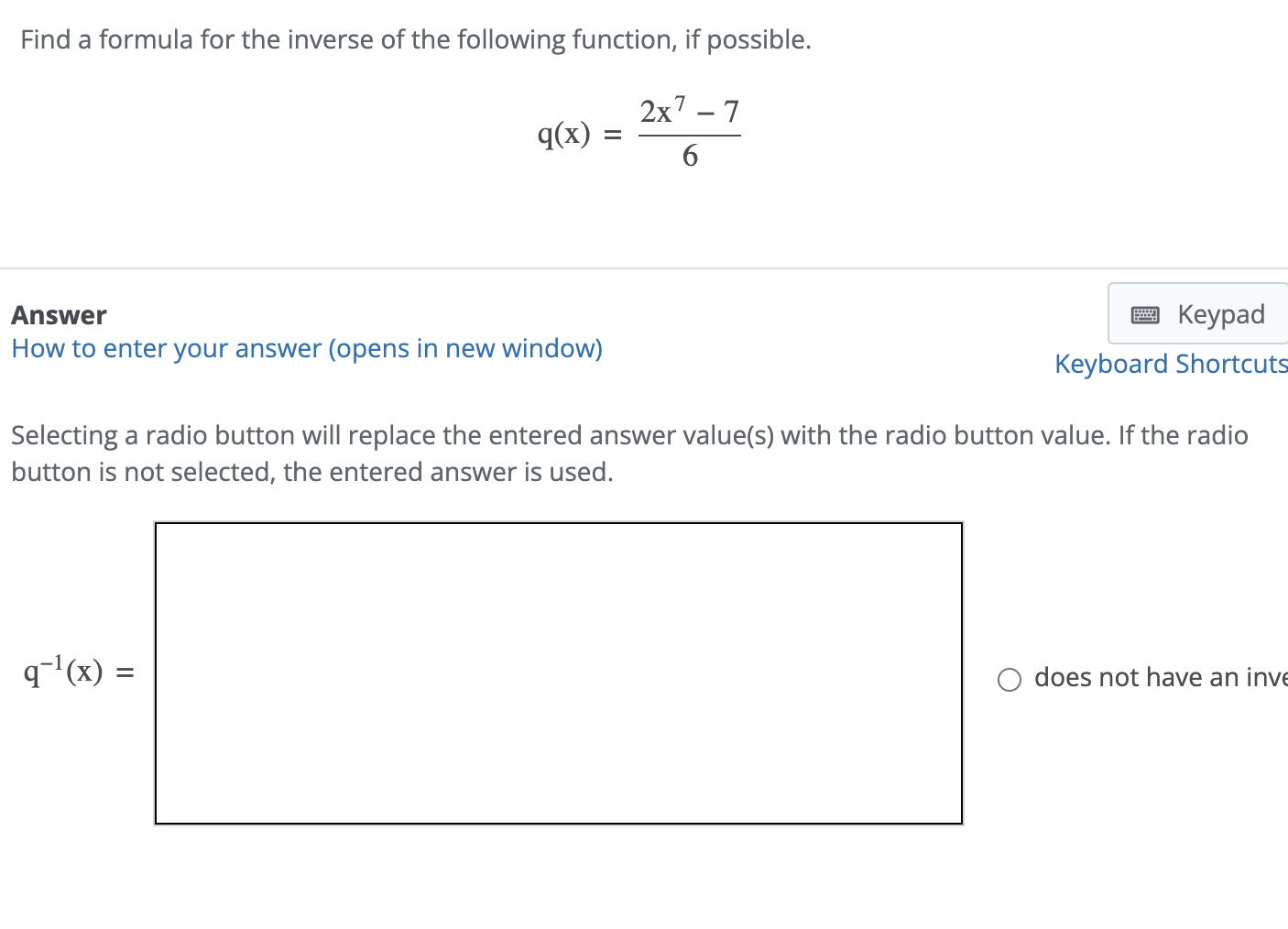 k Find a formula for the inverse o f the
