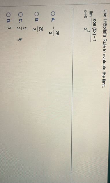 Use I ' H pital ' s Rule to evaluate the limit .