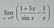 lim x 0 + ( 1 + 3 x s i n x - 1 x )