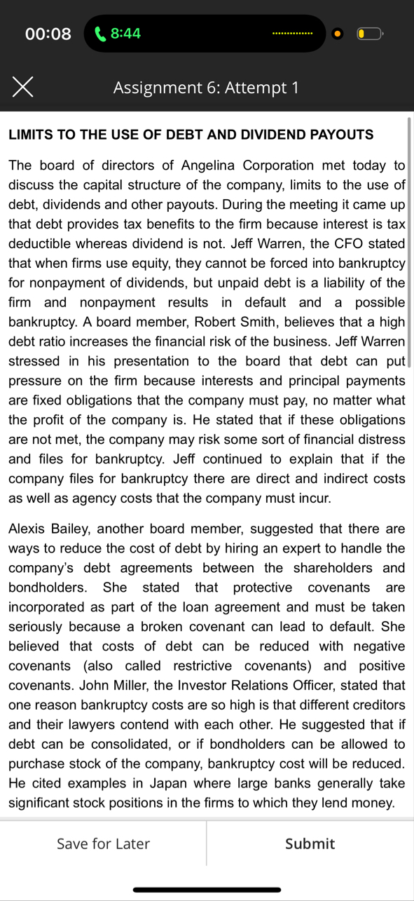 0 0 : 0 8 8 : 4 4 Assignment 6 : Attempt 1 LIMITS