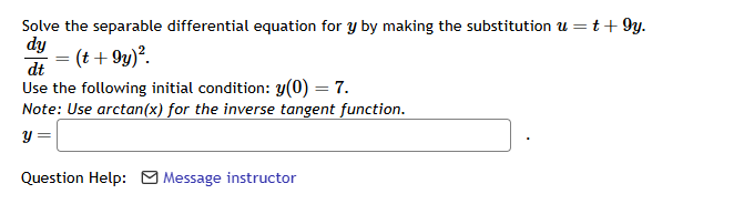 Solve the separable differential equation for y b