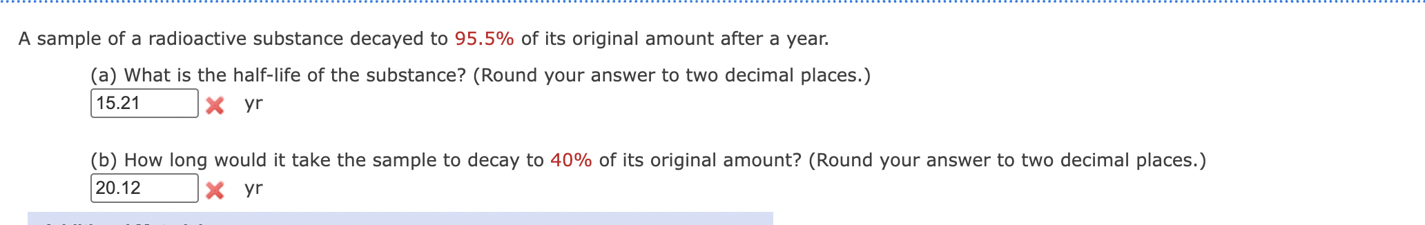 A sample o f a radioactive substance decayed t o