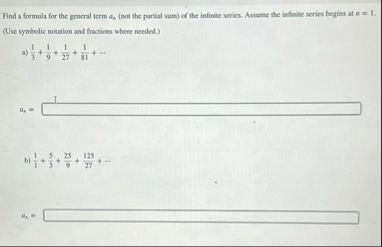 Find a formula for the general term n ( not the