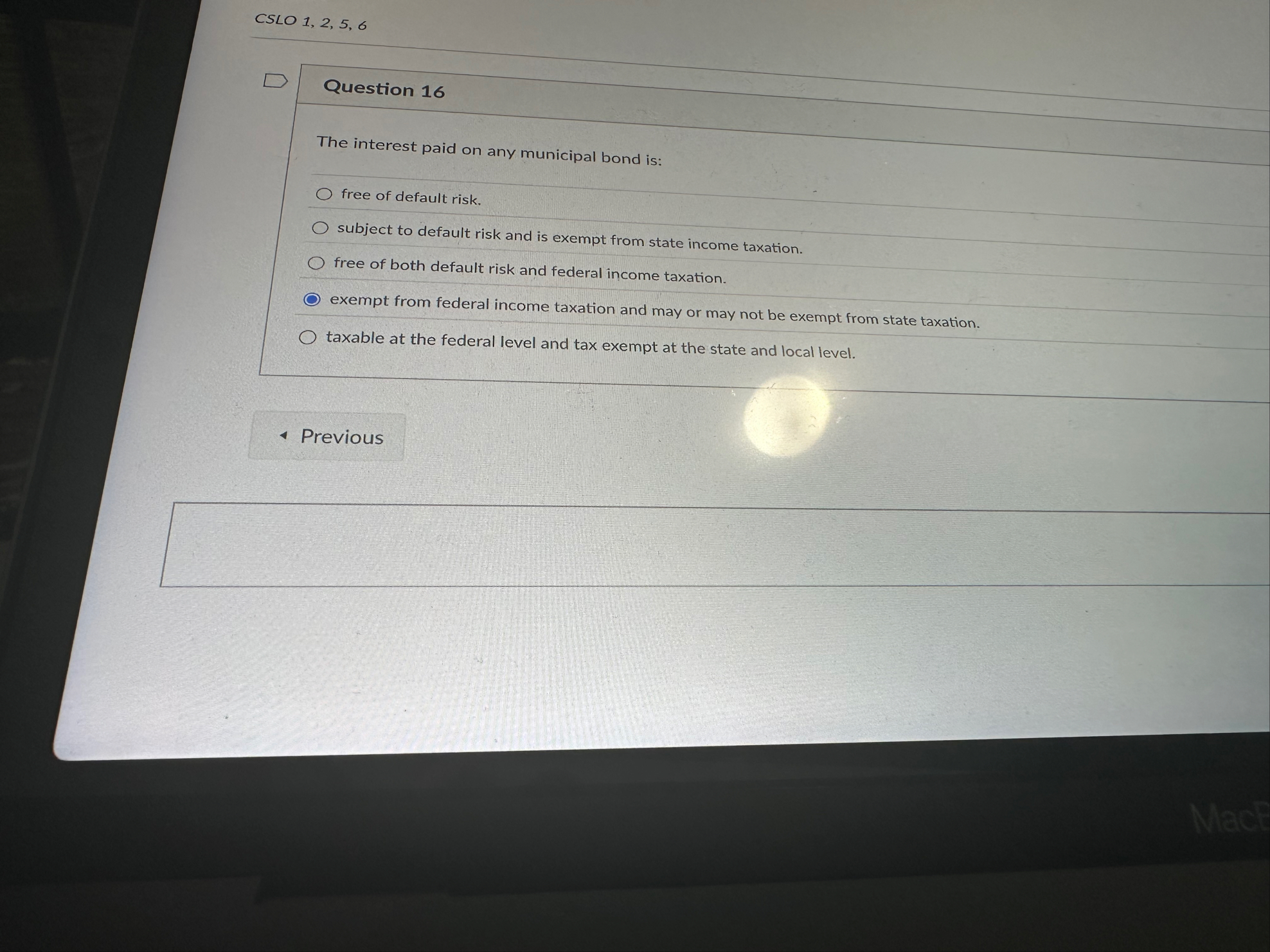 CSLO 1 , 2 , 5 , 6 Question 1 6 The interest paid