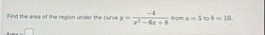 Find the area of the region under the curve y = -