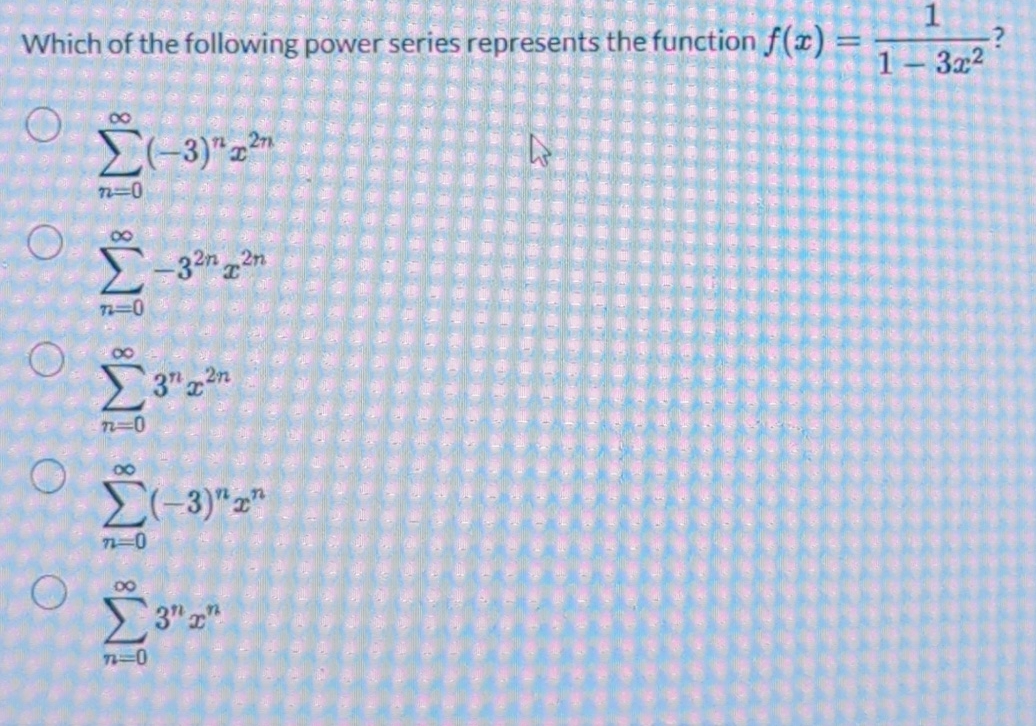 Which of the following power series represents
