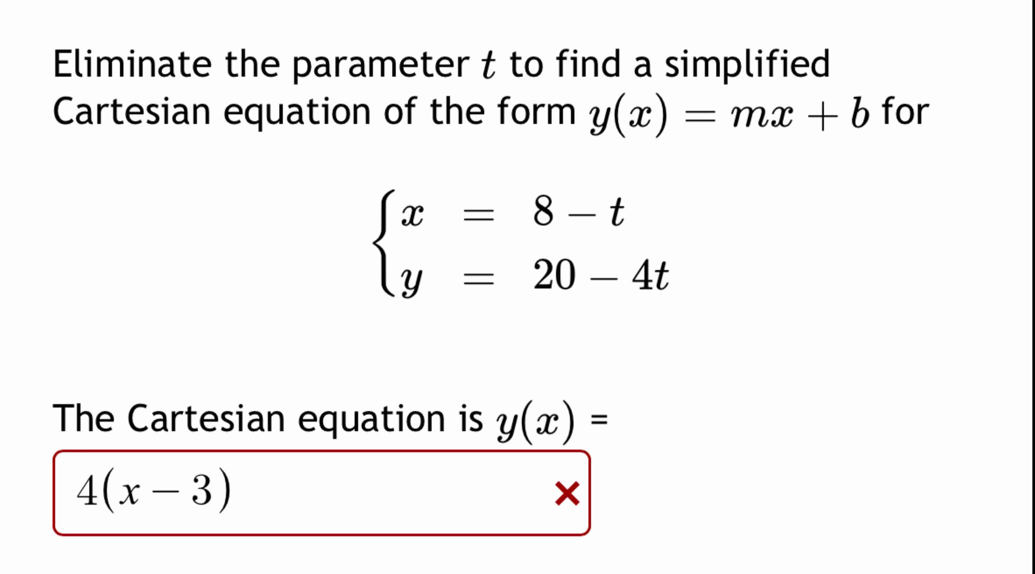 Eliminate the parameter t t o find a simplified
