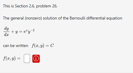 This i s Section 2 . 6 , problem 2 6 . The