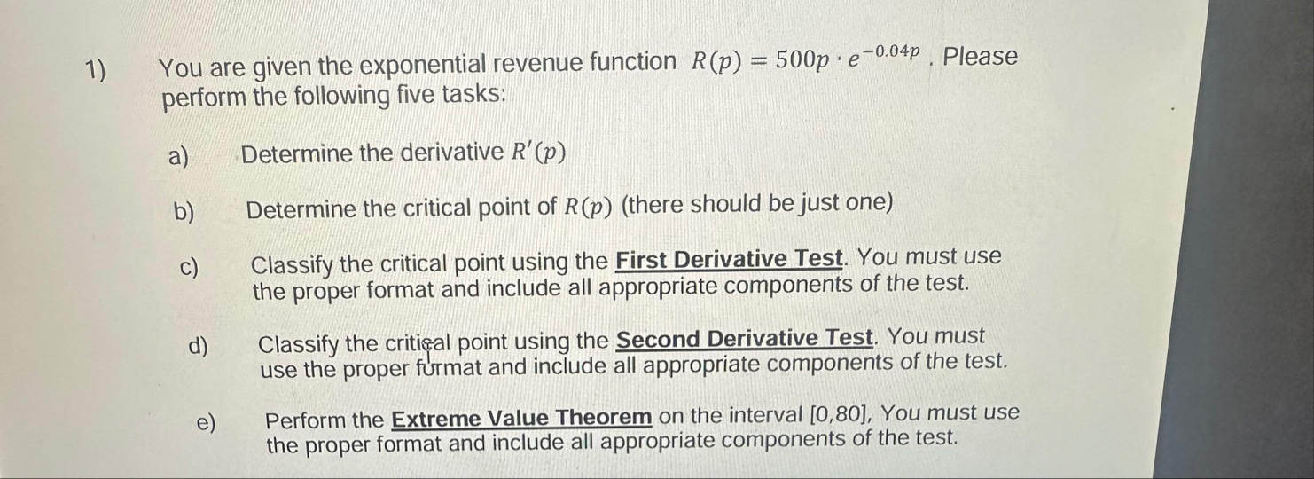 You are given the exponential revenue function R
