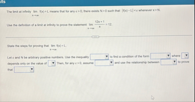 The limit at infinity lim ? f ( x ) = L means