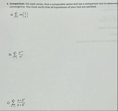 Comparison. For each series, find a comparable