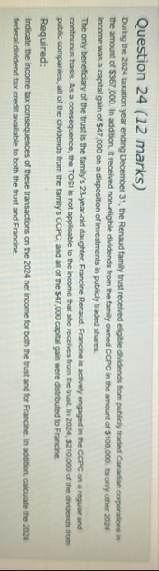 Question 2 4 ( 1 2 marks ) During the 2 0 2 4