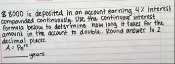 $ 8 0 0 0 is deposited in an account earning 4 %