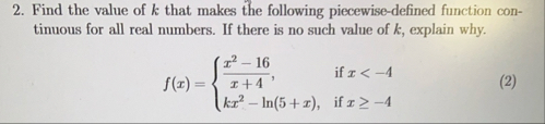 Find the value of k that makes the following